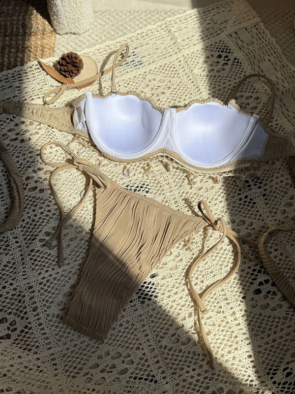 New Solid Color Shell Petals Sexy Split Bikini-[Adult]-[Female]-2022 Online Blue Zone Planet