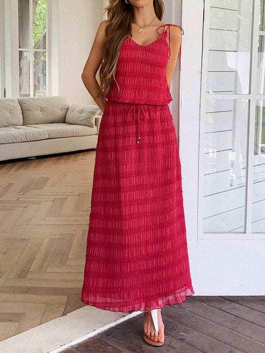 Holiday casual sling seaside atmosphere two-piece set-[Adult]-[Female]-Red-S-2022 Online Blue Zone Planet