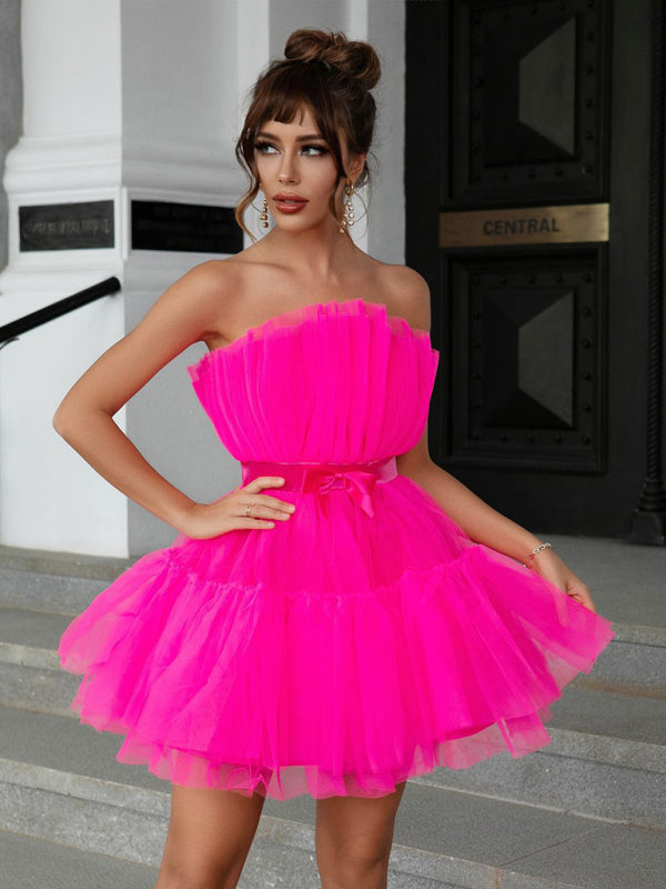 Tulle Bow Tulle Dress-TOPS / DRESSES-[Adult]-[Female]-Rose-S-2022 Online Blue Zone Planet