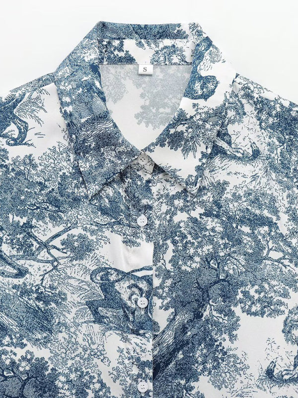Printed Animal Shirt and Casual Pants Set-[Adult]-[Female]-2022 Online Blue Zone Planet