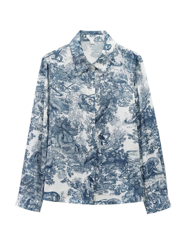 Printed Animal Shirt and Casual Pants Set-[Adult]-[Female]-2022 Online Blue Zone Planet
