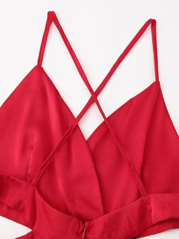 Hollow Strap Holiday Party Sexy Dress-TOPS / DRESSES-[Adult]-[Female]-2022 Online Blue Zone Planet