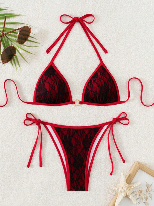 Black lace and red backless bikini-[Adult]-[Female]-Pattern4-S-2022 Online Blue Zone Planet