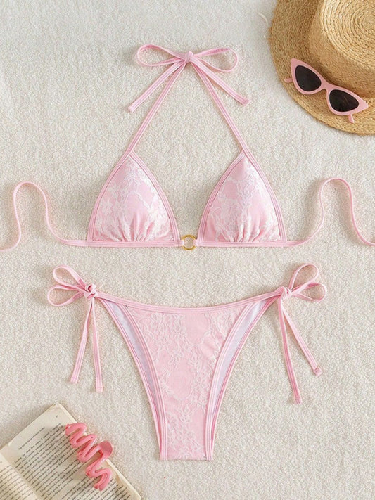 Backless white lace and pink bikini-[Adult]-[Female]-Pink-S-2022 Online Blue Zone Planet