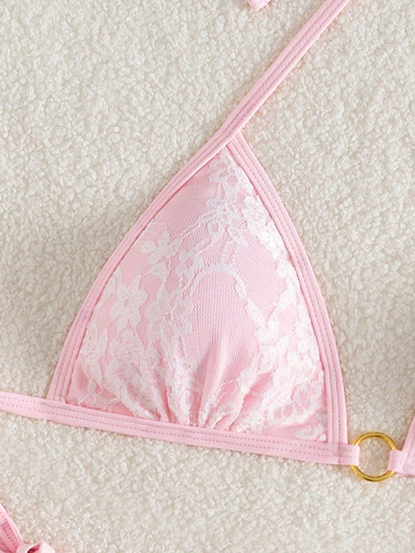 Backless white lace and pink bikini-[Adult]-[Female]-2022 Online Blue Zone Planet