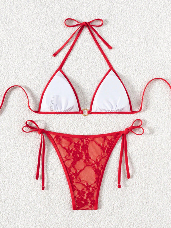 Red lace halter bikini-[Adult]-[Female]-2022 Online Blue Zone Planet