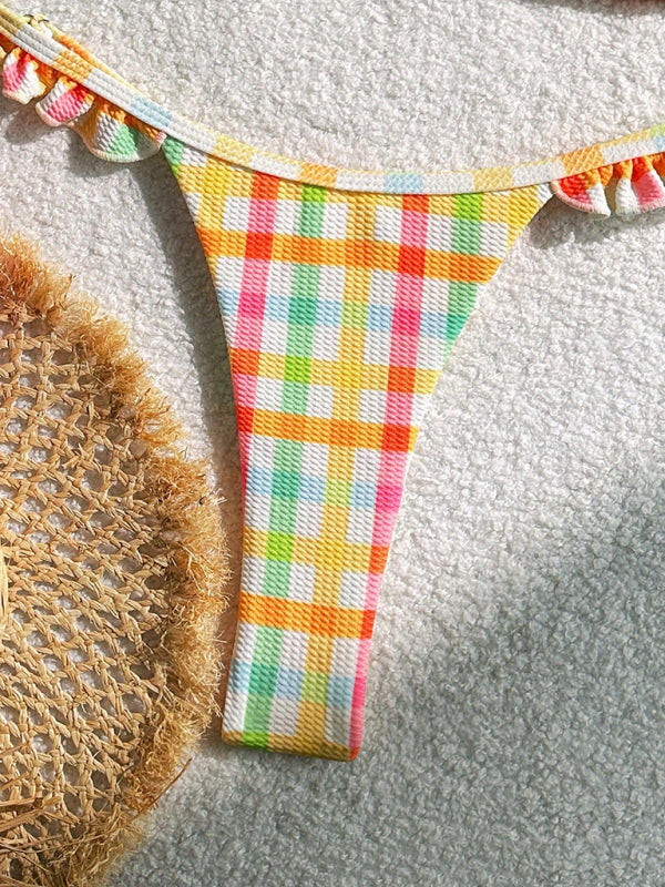 Tina's Checkered Lace Two-piece Bikini-[Adult]-[Female]-2022 Online Blue Zone Planet