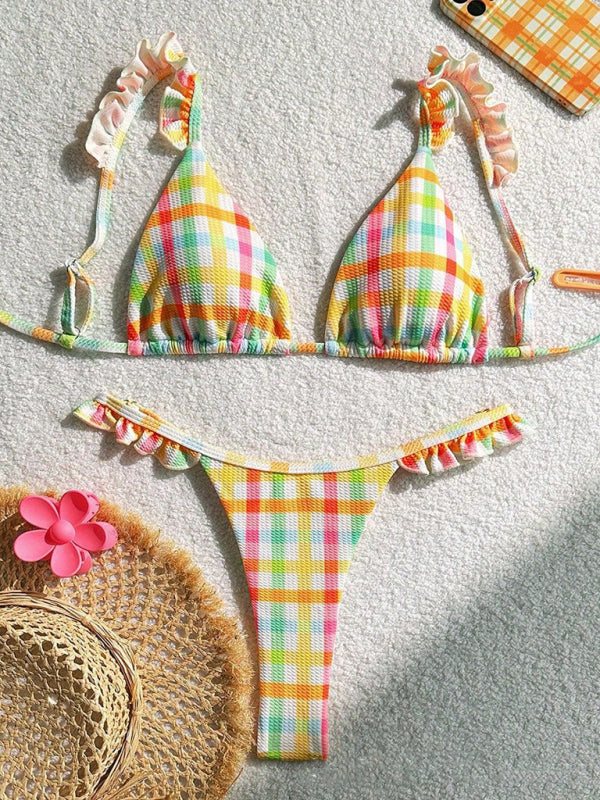 Tina's Checkered Lace Two-piece Bikini-[Adult]-[Female]-Pattern-XS-2022 Online Blue Zone Planet