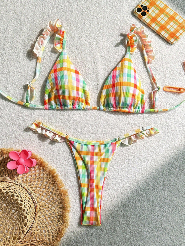 Tina's Checkered Lace Two-piece Bikini-[Adult]-[Female]-2022 Online Blue Zone Planet