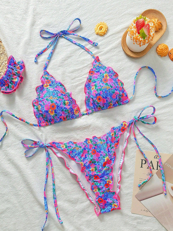 Melanie's Sexy Floral Print Two-piece Bikini-[Adult]-[Female]-2022 Online Blue Zone Planet