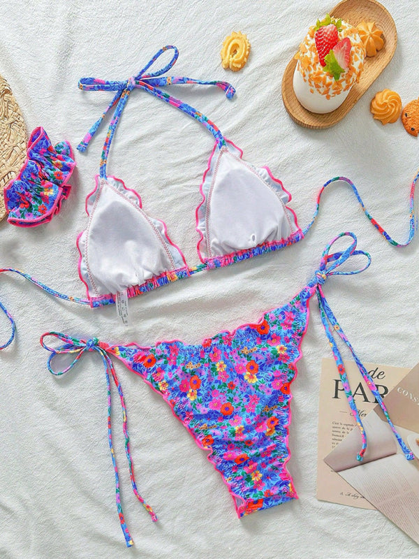 Melanie's Sexy Floral Print Two-piece Bikini-[Adult]-[Female]-2022 Online Blue Zone Planet