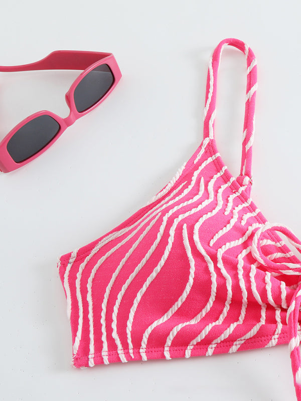 Wendy's Wavy Striped Print Two-piece Bikini-[Adult]-[Female]-2022 Online Blue Zone Planet