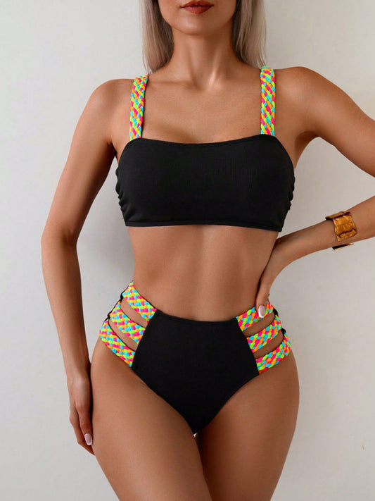 Bella's Multicolor Strap Mixed Style Braided Bikini-[Adult]-[Female]-Black-S-2022 Online Blue Zone Planet