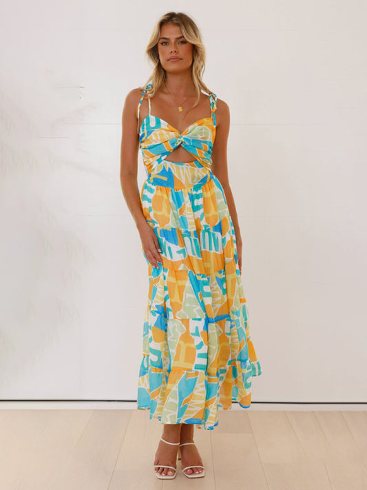 Beach holiday long dress sexy hot girl suspender dress-TOPS / DRESSES-[Adult]-[Female]-Yellow-S-2022 Online Blue Zone Planet