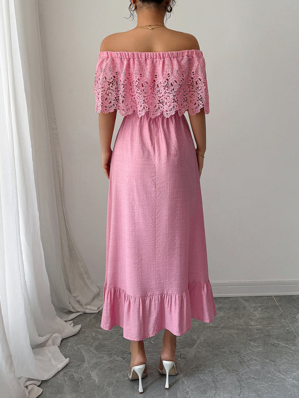 Elegant off-the-shoulder A-line maxi dress-TOPS / DRESSES-[Adult]-[Female]-2022 Online Blue Zone Planet