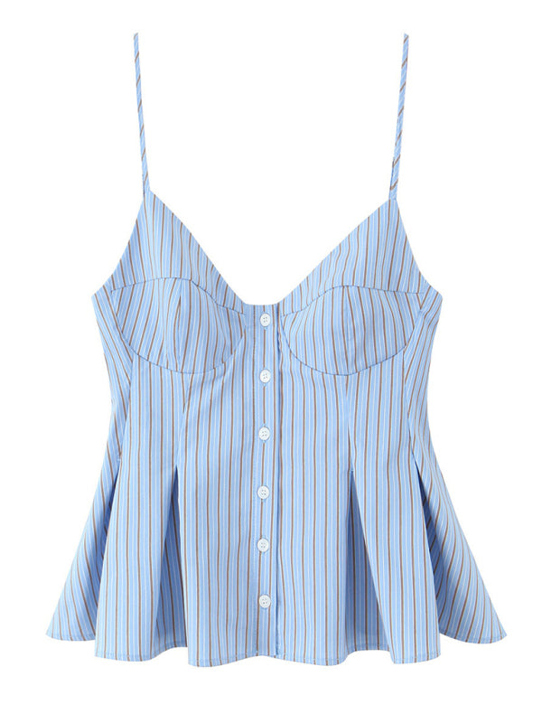Fashionable Spaghetti Strap Top-[Adult]-[Female]-Blue-XS-2022 Online Blue Zone Planet