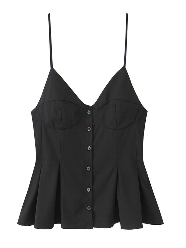 Fashionable Spaghetti Strap Top-[Adult]-[Female]-Black-XS-2022 Online Blue Zone Planet