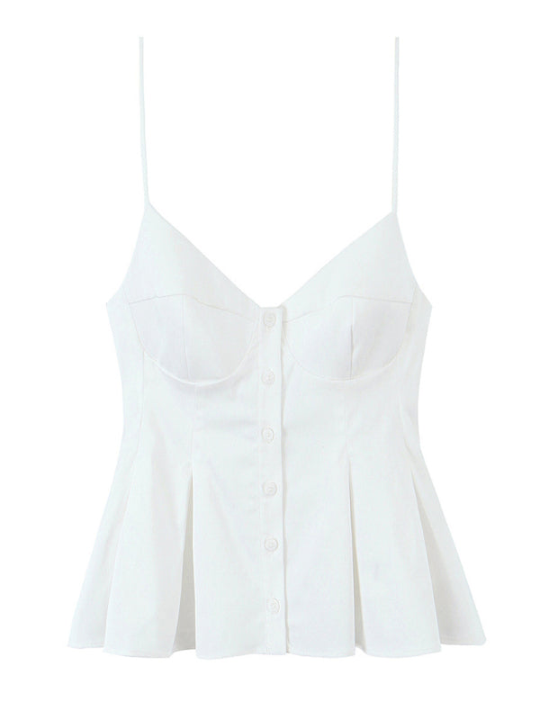 Fashionable Spaghetti Strap Top-[Adult]-[Female]-White-XS-2022 Online Blue Zone Planet