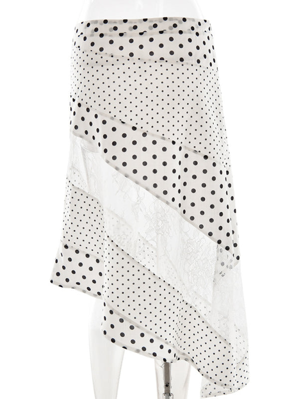 Polka Dot Sexy Lace Irregular Skirt-[Adult]-[Female]-2022 Online Blue Zone Planet