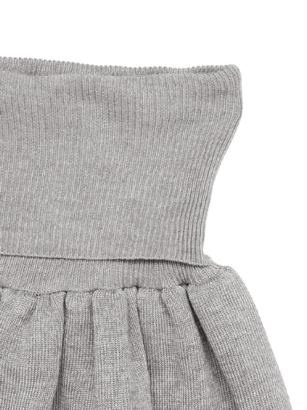 Casual round neck short belly-exposed knitted long-sleeved top + short skirt two-piece set-[Adult]-[Female]-2022 Online Blue Zone Planet
