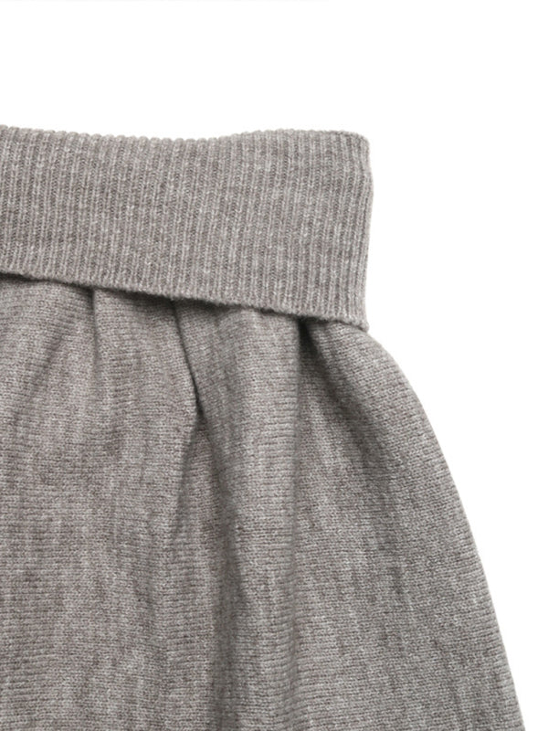 Casual V-neck short belly-exposed knitted sleeveless vest + short skirt two-piece set-[Adult]-[Female]-2022 Online Blue Zone Planet