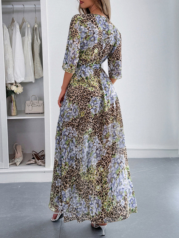 Holiday leopard print maxi dress-[Adult]-[Female]-2022 Online Blue Zone Planet
