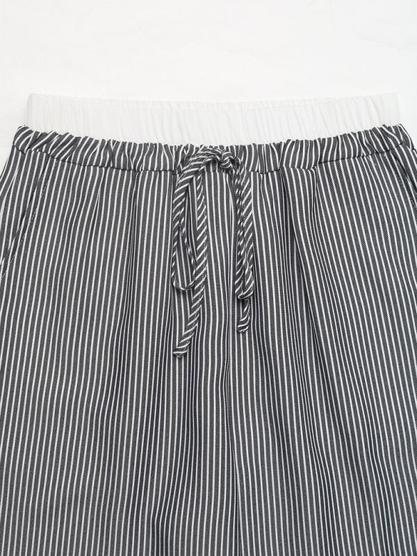 Contrast color striped casual trousers-[Adult]-[Female]-2022 Online Blue Zone Planet