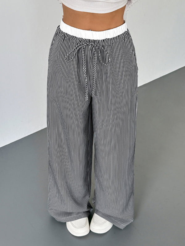 Contrast color striped casual trousers-[Adult]-[Female]-2022 Online Blue Zone Planet