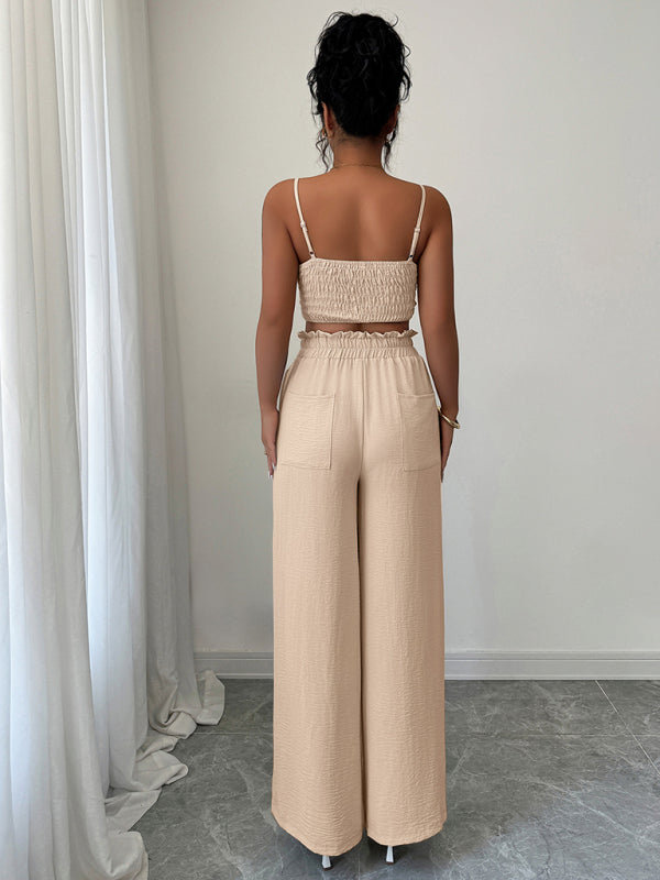 Suspender vest wide-leg pants two-piece set-[Adult]-[Female]-2022 Online Blue Zone Planet