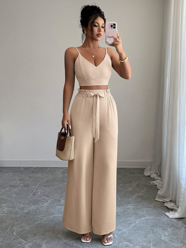 Suspender vest wide-leg pants two-piece set-[Adult]-[Female]-2022 Online Blue Zone Planet