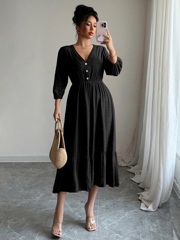 Simple lace patchwork dress-[Adult]-[Female]-2022 Online Blue Zone Planet
