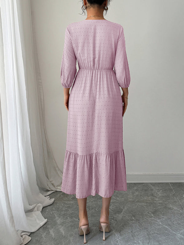 Pink Simple Lace Stitching Dress-TOPS / DRESSES-[Adult]-[Female]-2022 Online Blue Zone Planet