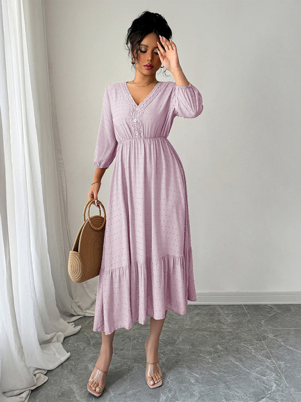 Pink Simple Lace Stitching Dress-TOPS / DRESSES-[Adult]-[Female]-Pink-S-2022 Online Blue Zone Planet