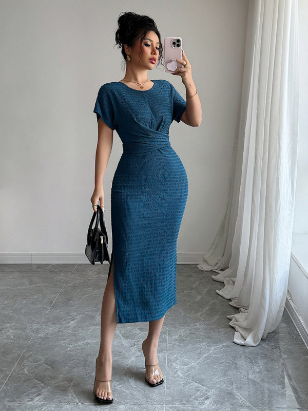 Dark blue fitted waist dress-[Adult]-[Female]-2022 Online Blue Zone Planet