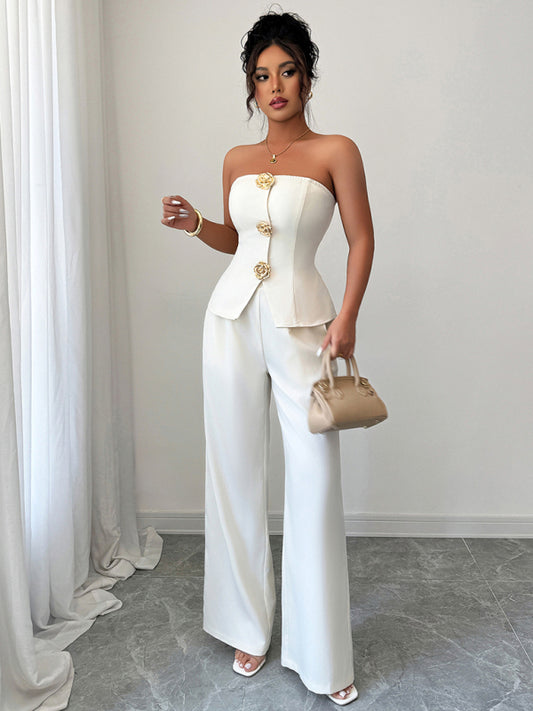Simple solid color vest and trousers two-piece suit-[Adult]-[Female]-Cracker khaki-S-2022 Online Blue Zone Planet