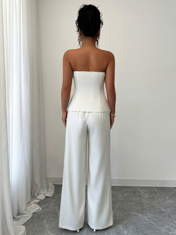 Simple solid color vest and trousers two-piece suit-[Adult]-[Female]-2022 Online Blue Zone Planet