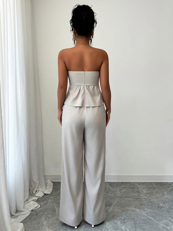 Elegant and simple design tube top straight pants suit-[Adult]-[Female]-2022 Online Blue Zone Planet