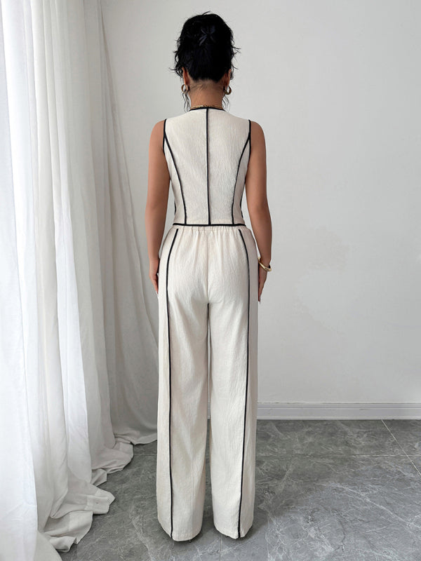 Button vest straight pants suit-[Adult]-[Female]-2022 Online Blue Zone Planet