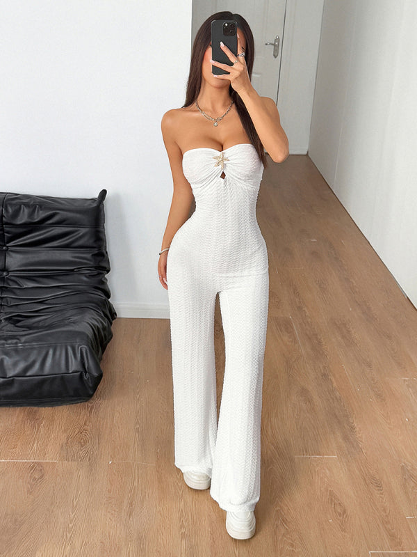 Sexy hot girl solid color wide leg jumpsuit-[Adult]-[Female]-2022 Online Blue Zone Planet