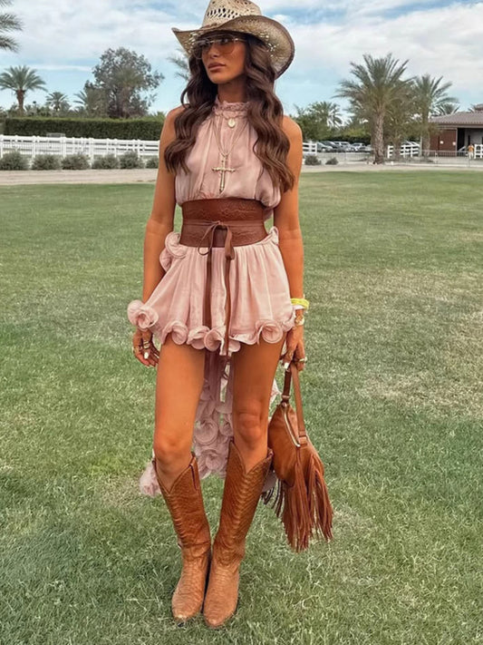 New style ruffle sleeveless skirt set-[Adult]-[Female]-2022 Online Blue Zone Planet