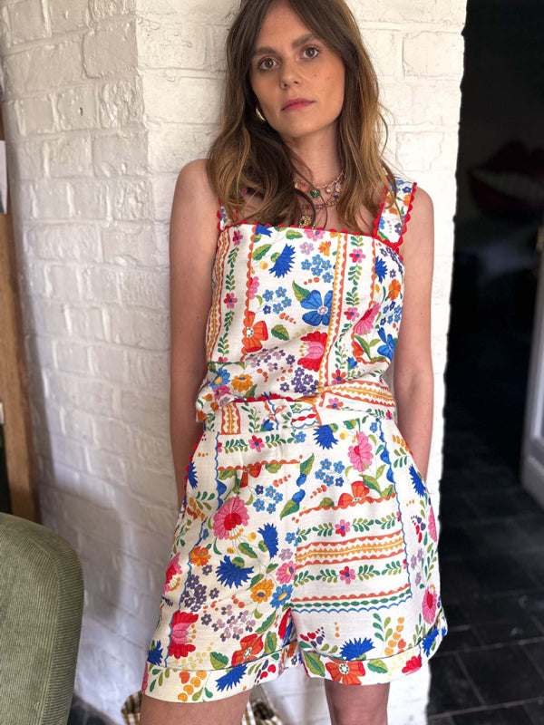 New floral print casual loose two-piece set-[Adult]-[Female]-2022 Online Blue Zone Planet