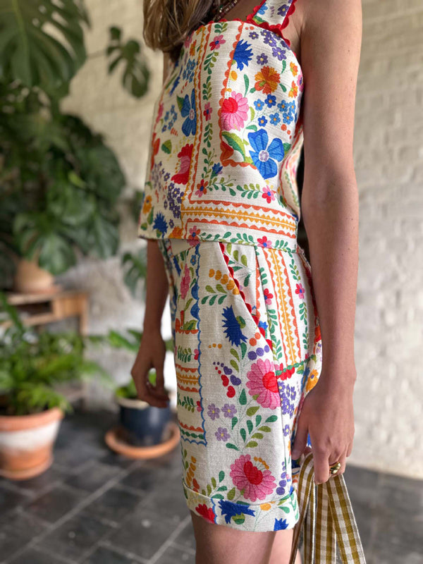 New floral print casual loose two-piece set-[Adult]-[Female]-2022 Online Blue Zone Planet