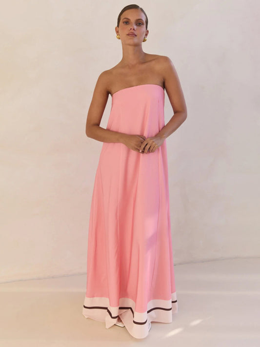 Sexy strapless off-shoulder dress-TOPS / DRESSES-[Adult]-[Female]-Pink-S-2022 Online Blue Zone Planet
