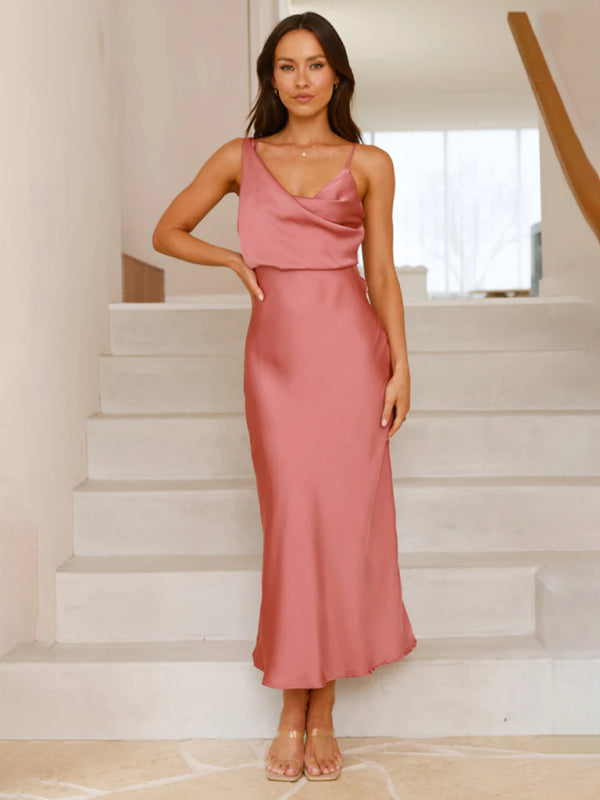 Women's solid color satin satin suspender sexy dress-TOPS / DRESSES-[Adult]-[Female]-Pink purple-S-2022 Online Blue Zone Planet