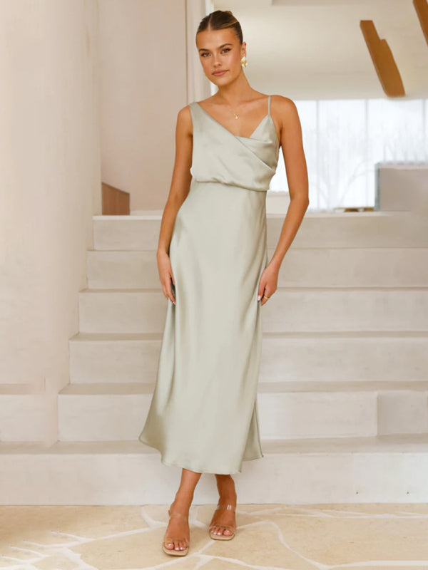 Women's solid color satin satin suspender sexy dress-TOPS / DRESSES-[Adult]-[Female]-Pale green-S-2022 Online Blue Zone Planet
