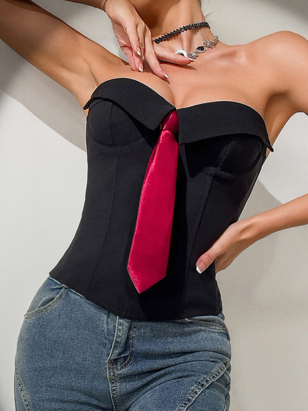 Hot Girl Wrap Tie Solid Color Vest-[Adult]-[Female]-2022 Online Blue Zone Planet