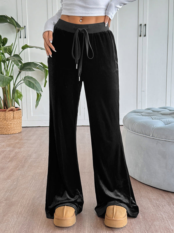 New style hot girl velvet flared trousers-BOTTOMS-[Adult]-[Female]-Black-S-2022 Online Blue Zone Planet