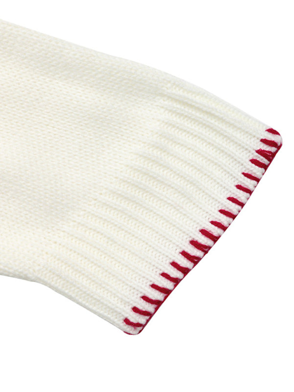Strawberry Jacquard Sweater Crew Neck Stitched Pullover-[Adult]-[Female]-2022 Online Blue Zone Planet