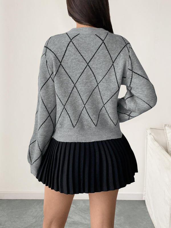 New round neck sweater with bow decoration-[Adult]-[Female]-2022 Online Blue Zone Planet
