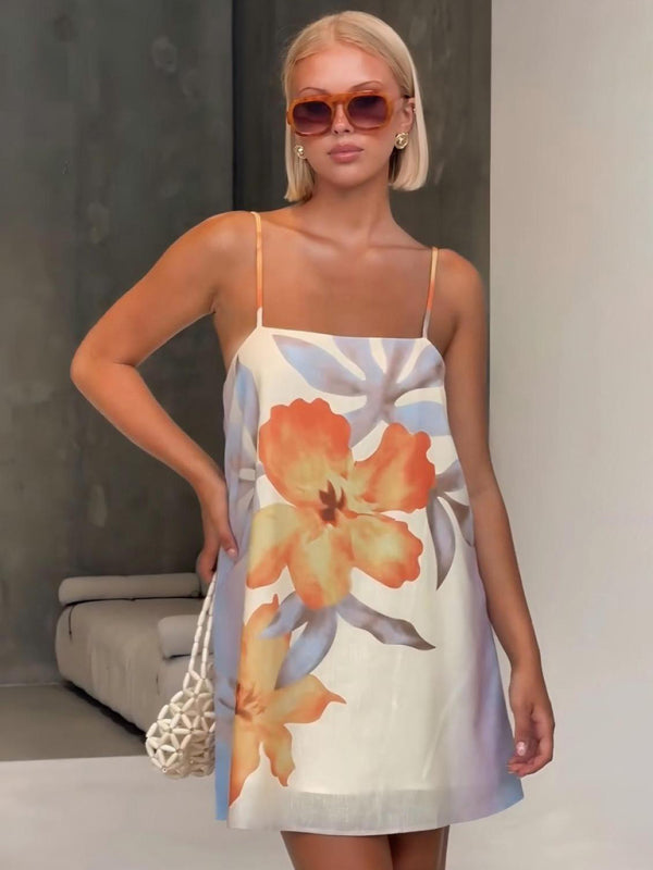 Floral print camisole dress-TOPS / DRESSES-[Adult]-[Female]-Pattern-S-2022 Online Blue Zone Planet
